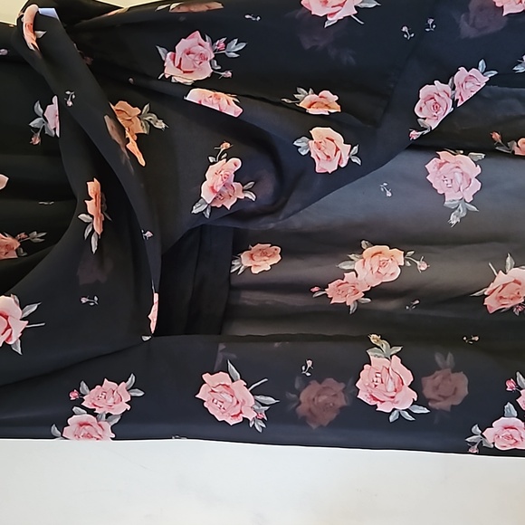H & M Divided Black Maxi Skirt with Pink Roses - Picture 2 of 3